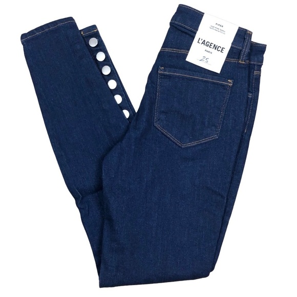 NWT L'AGENCE Piper High Rise Skinny Jeans Button Ankle Dark Wash Denim Size 25 - Picture 8 of 16